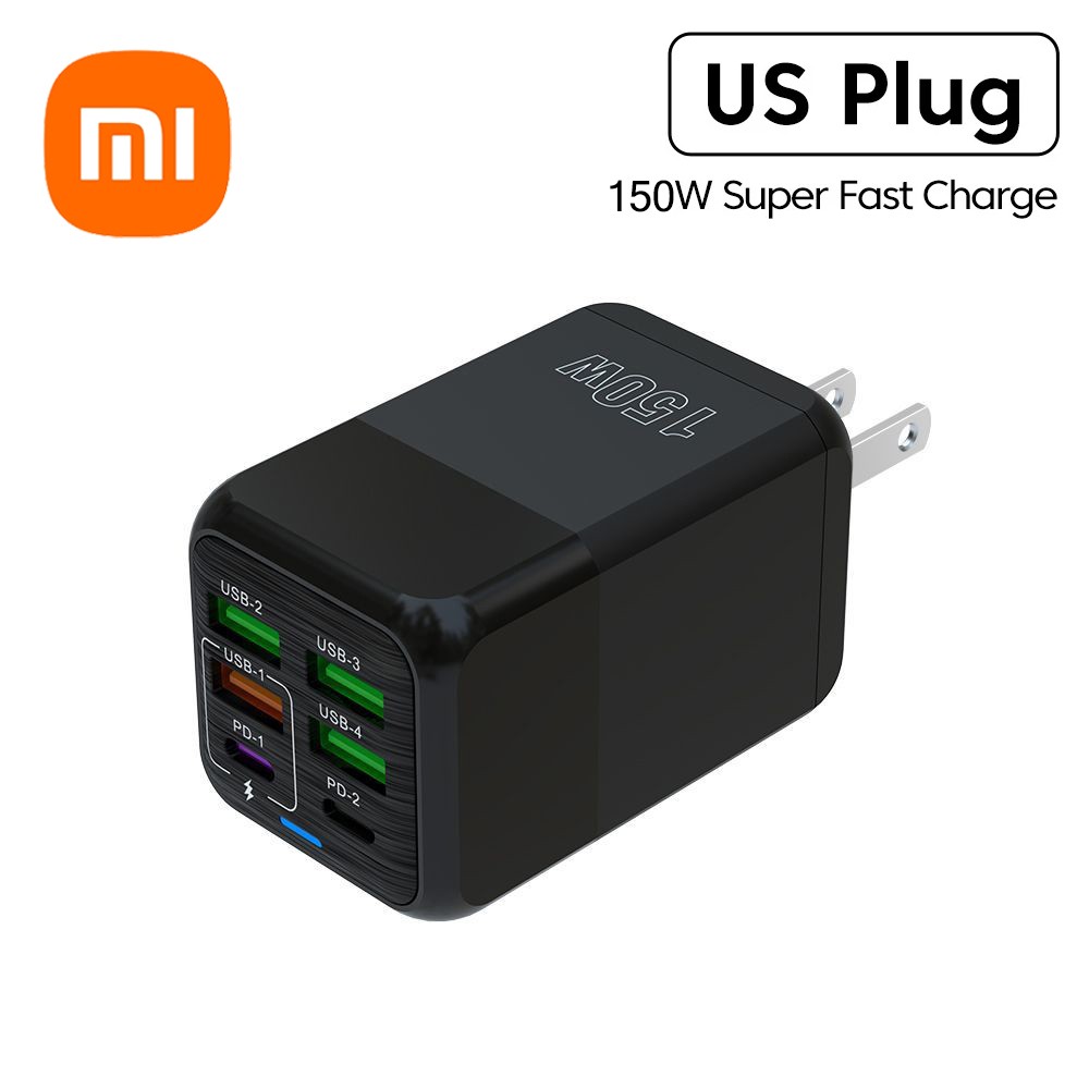 Cargador rápido de pared Xiaomi de 150 W y 6 puertos - PD QC 3.0