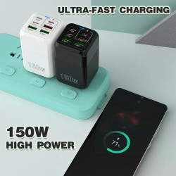 Cargador rápido de pared Xiaomi de 150 W y 6 puertos - PD QC 3.0