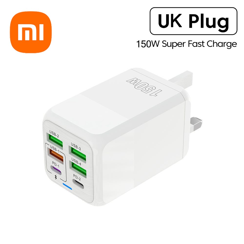 Cargador rápido de pared Xiaomi de 150 W y 6 puertos - PD QC 3.0