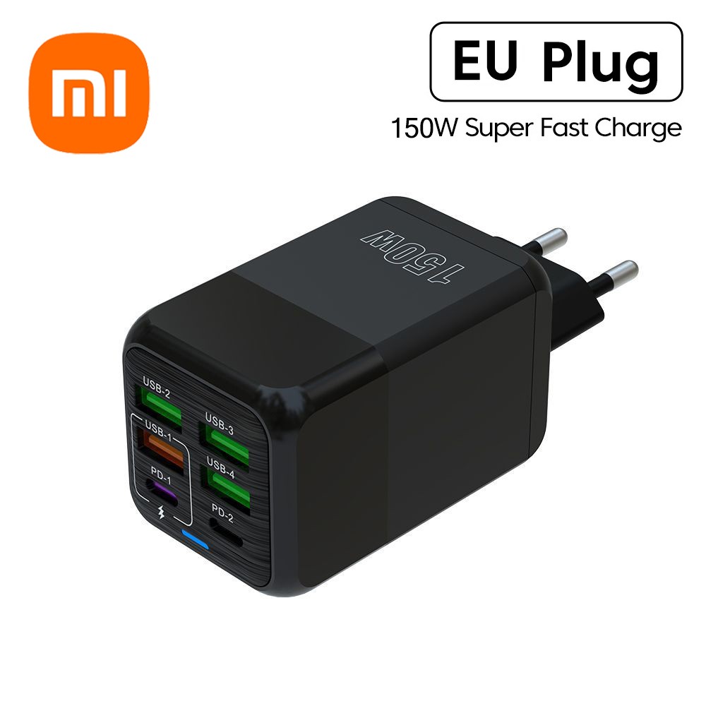 Cargador rápido de pared Xiaomi de 150 W y 6 puertos - PD QC 3.0