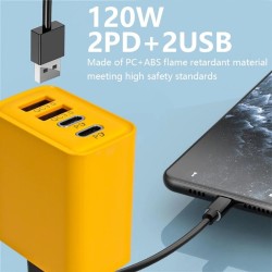 Cargador USB-C PD de 4 puertos y 120 W - Adaptador de carga rápida QC3.0