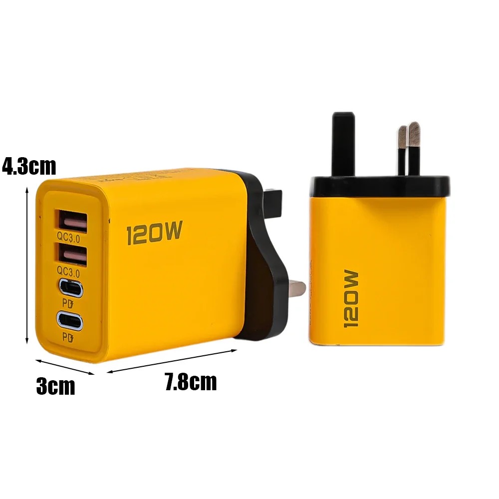 Cargador USB-C PD de 4 puertos y 120 W - Adaptador de carga rápida QC3.0