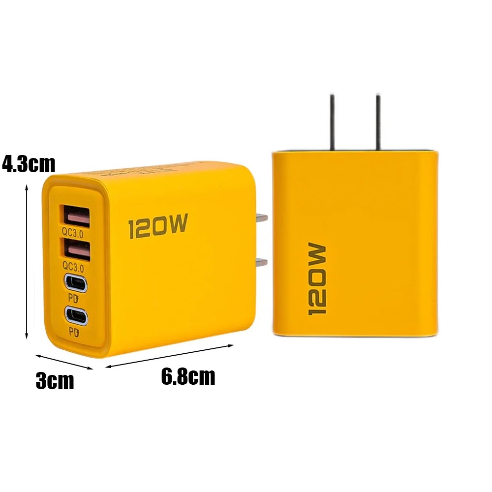 Cargador USB-C PD de 4 puertos y 120 W - Adaptador de carga rápida QC3.0
