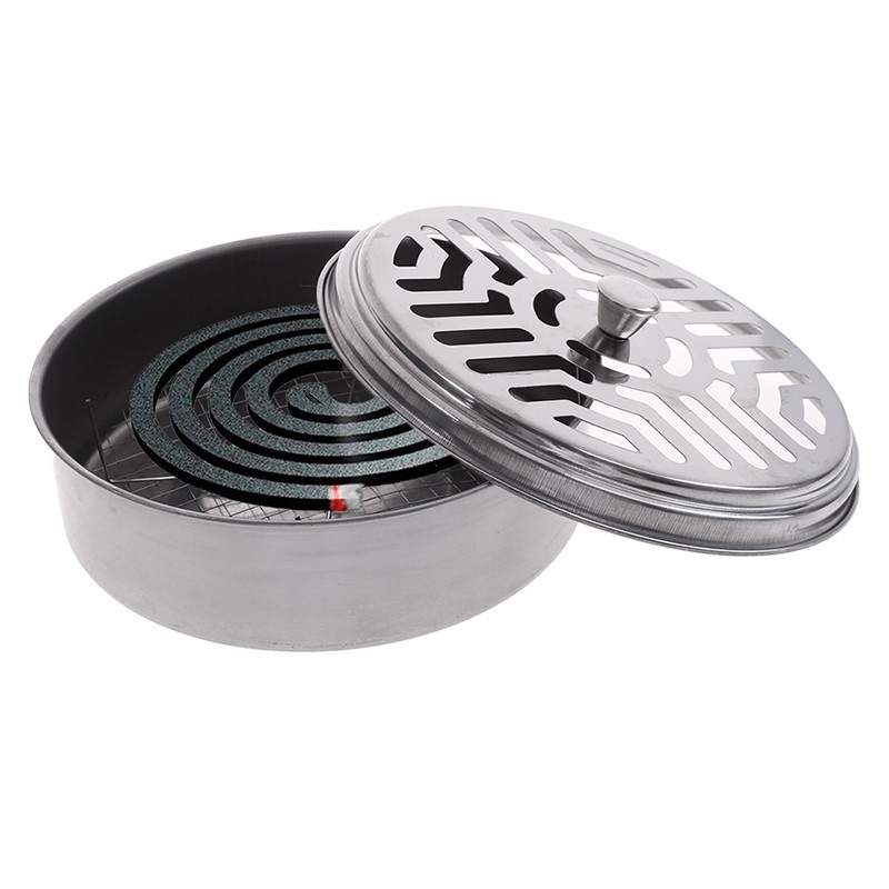 Soporte metálico seguro para espirales de mosquitos - Placa redonda para repelente de incienso en espiral