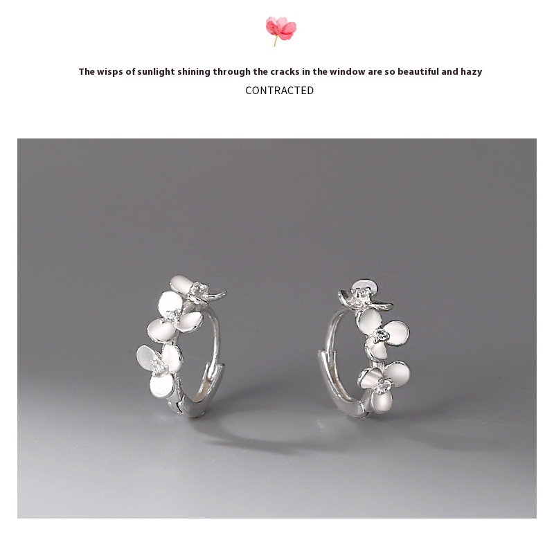 Pendientes de pulsera sencillos con círculos de circonitas y flores frescas S999 para mujer