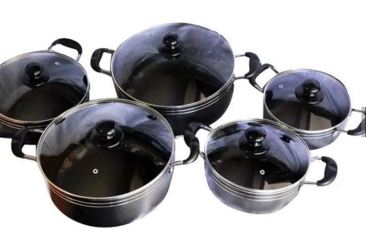 Juego de 10 ollas antiadherentes de aluminio de alta calidad