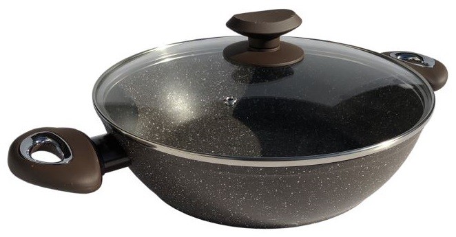 Sartén Wok de 24 cm con tapa de cristal
