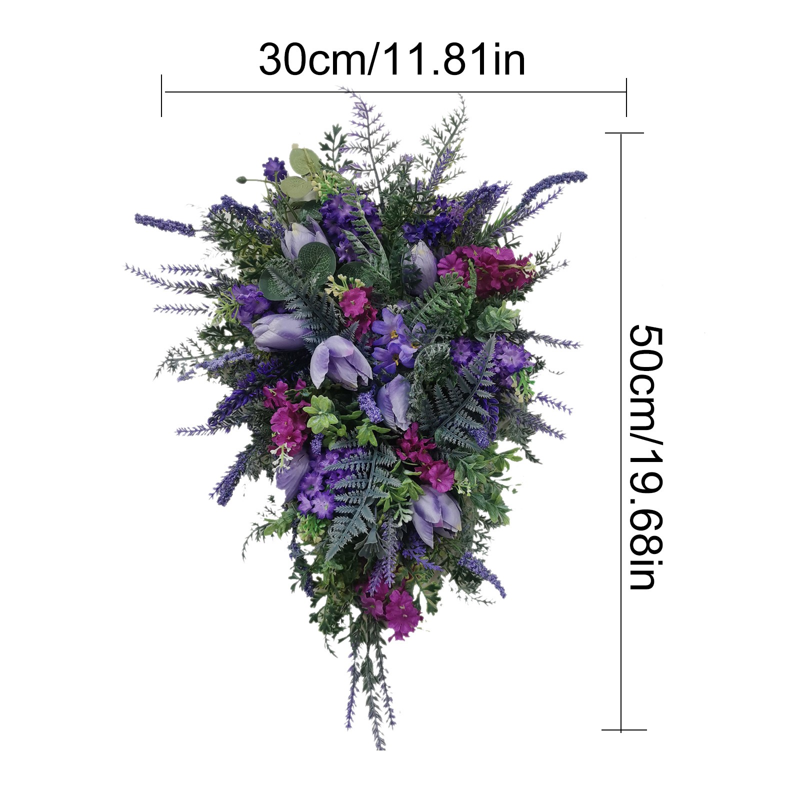 Guirnalda de jacintos artificiales: exquisita corona morada de primavera y verano para decoración de bodas y fiestas.