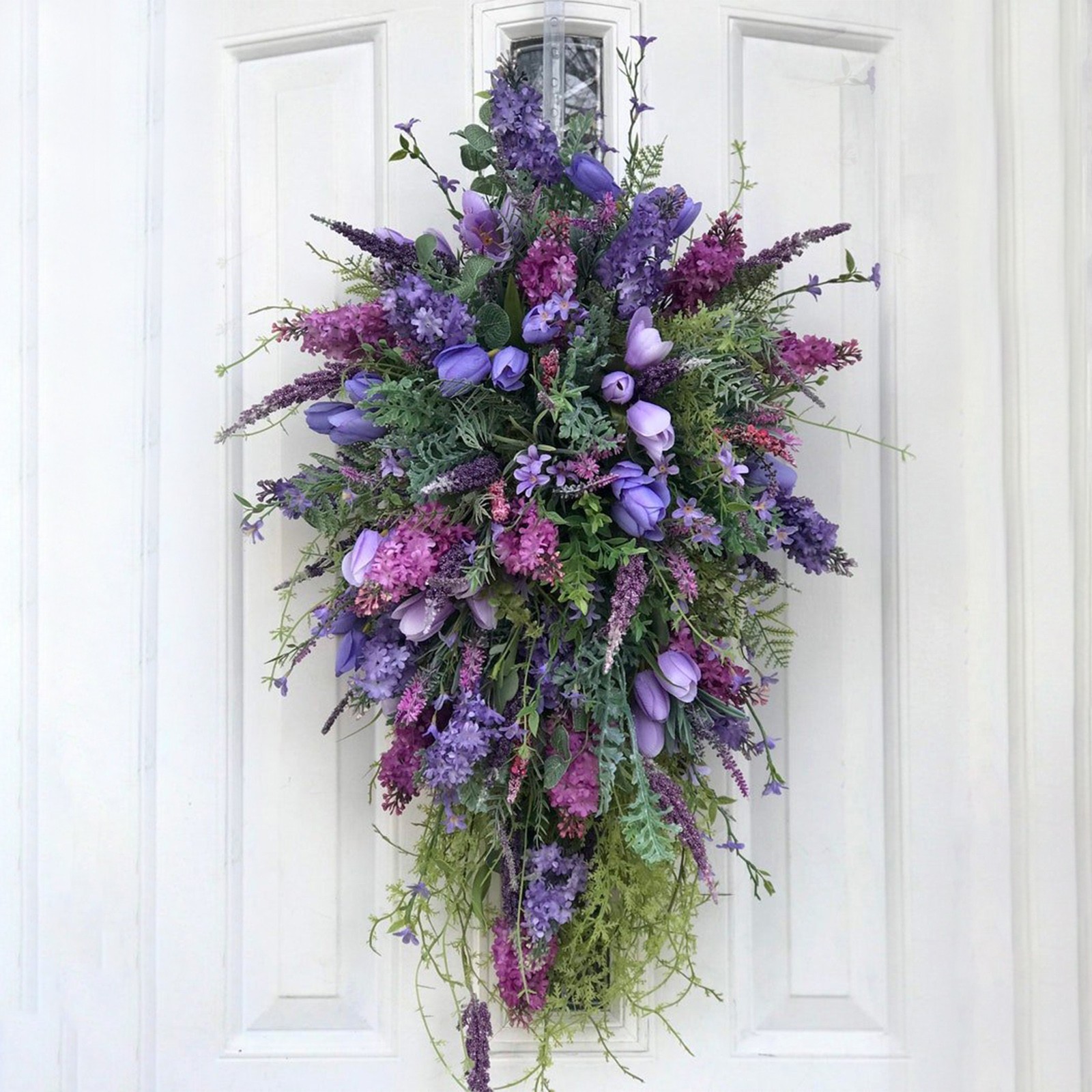 Guirnalda de jacintos artificiales: exquisita corona morada de primavera y verano para decoración de bodas y fiestas.