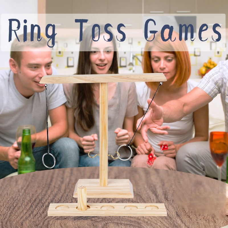 Juego de lanzar el aro: juguete de madera y juego de mesa interactivo para divertirse en familia