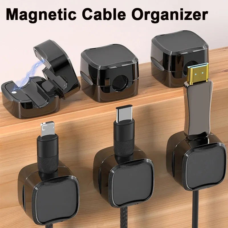 Clip magnético para cable y soporte ajustable para cable