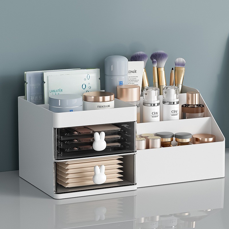 Caja de almacenamiento de cosméticos de escritorio de plástico de alta calidad