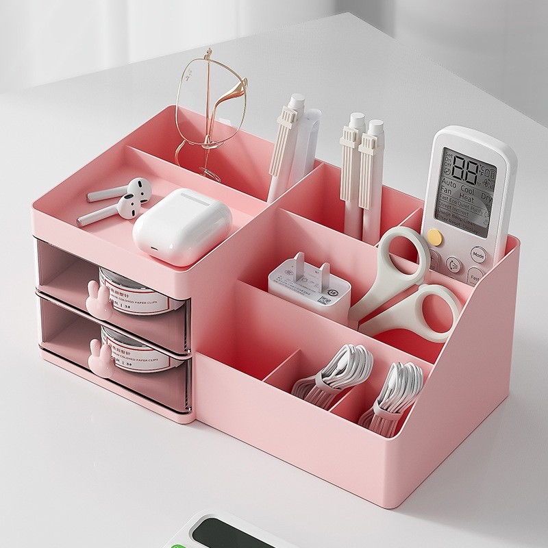 Caja de almacenamiento de cosméticos de escritorio de plástico de alta calidad