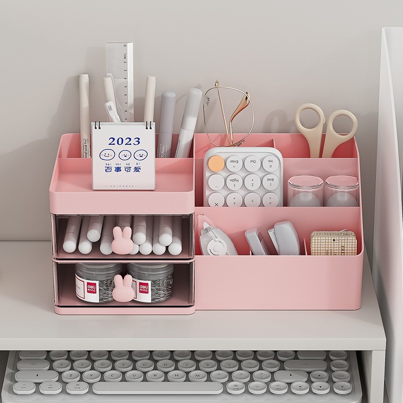 Caja de almacenamiento de cosméticos de escritorio de plástico de alta calidad