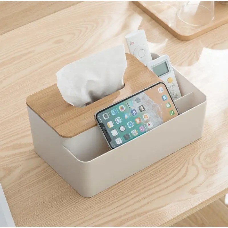 Caja de almacenamiento para mesa de café con control remoto, caja de pañuelos
