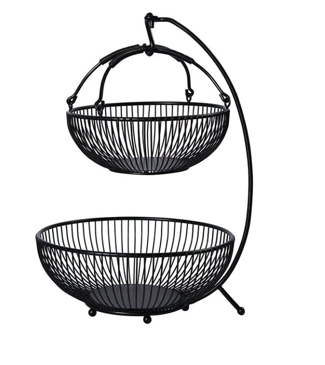 Cesta de almacenamiento para postres de cocina redonda de 2 niveles