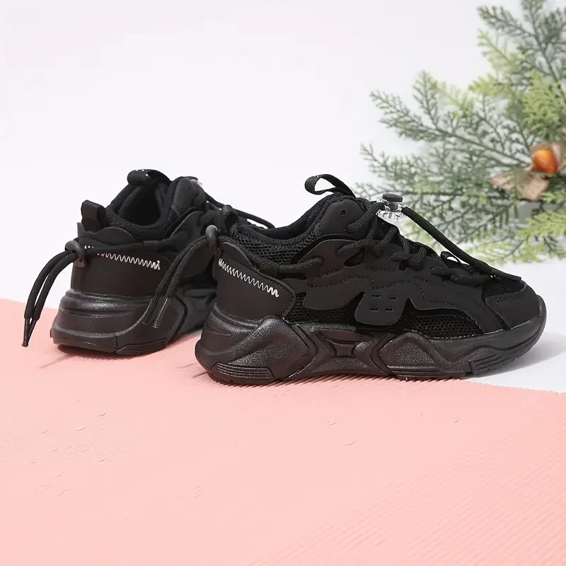 Zapatillas informales de caña baja a rayas para niñas: transpirables, antideslizantes, con cordones y suela de EVA. Cómodas para primavera y otoño. Ideales para niñas activas de 14 años o menos.