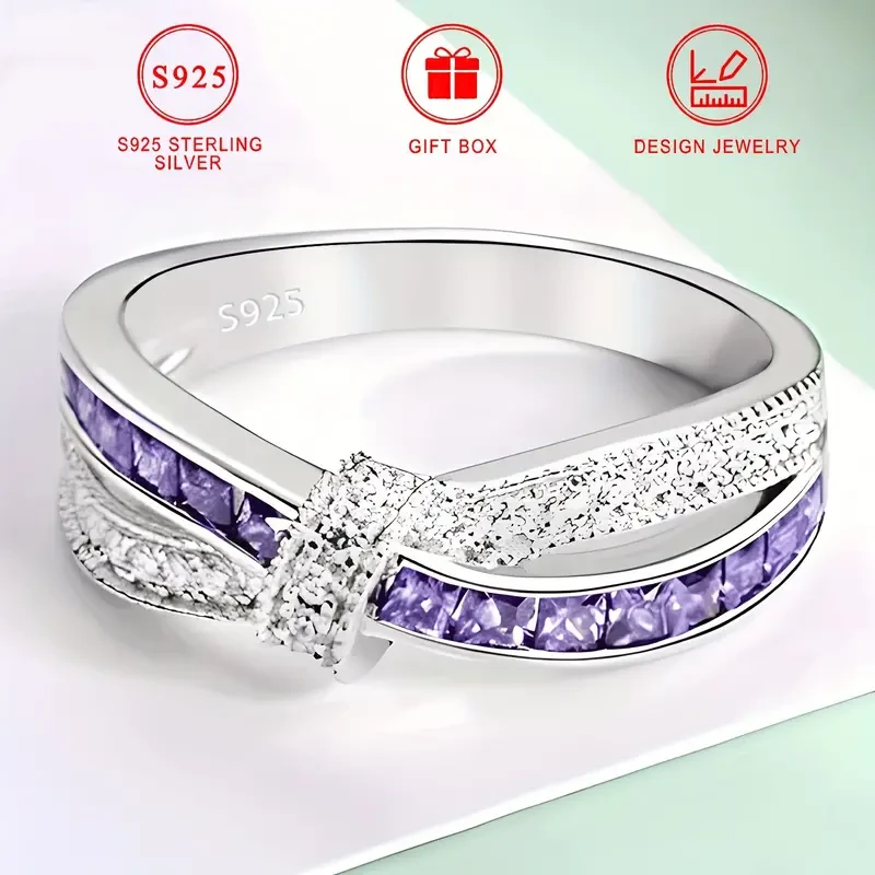 Anillo de piedras preciosas radiantes de infinito