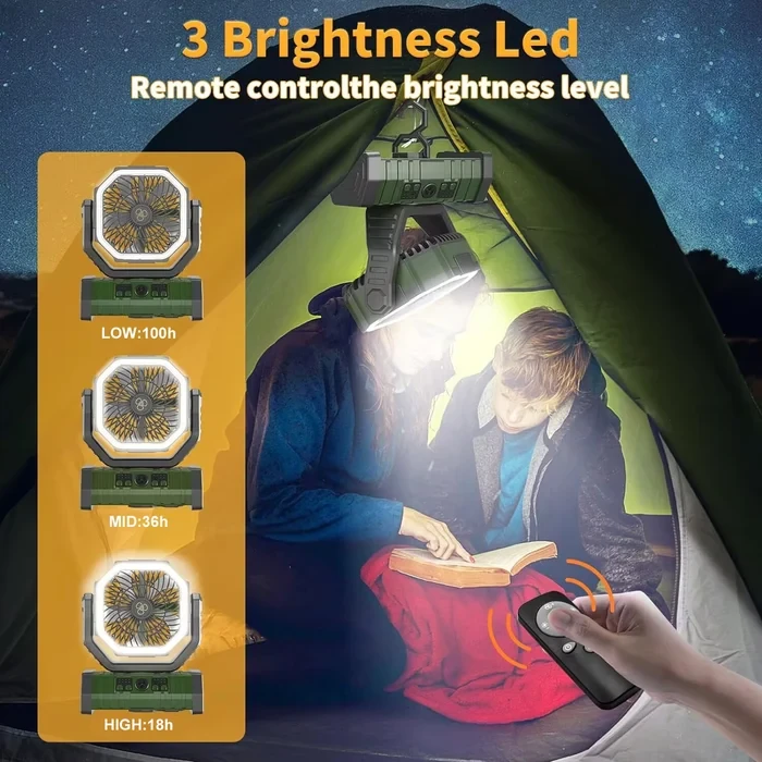 Ventilador de camping portátil recargable