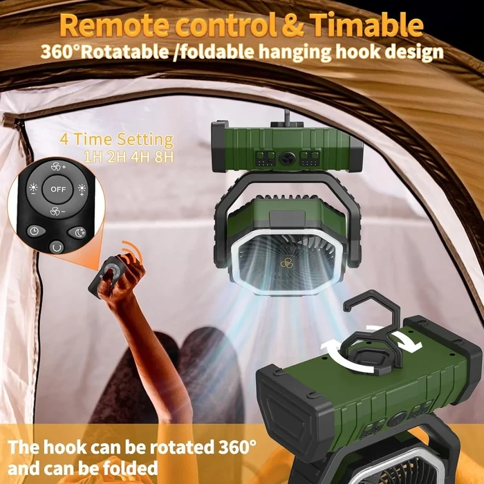 Ventilador de camping portátil recargable