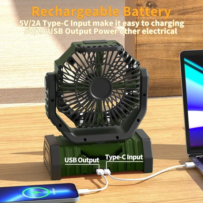 Ventilador de camping portátil recargable