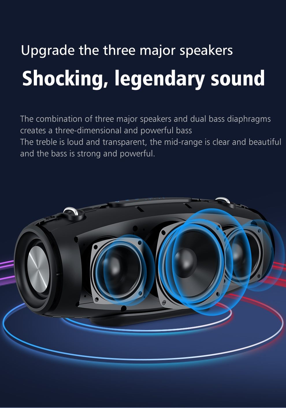 Altavoz Bluetooth Zealot S67, sonido Hi-Fi superfuerte, gran tamaño, negro