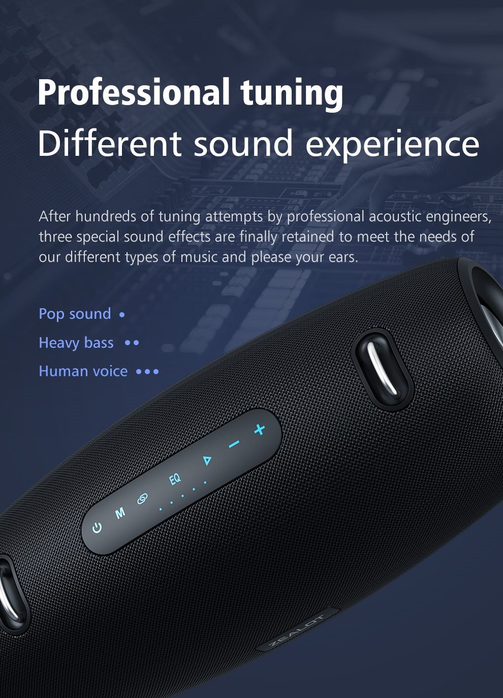 Altavoz Bluetooth Zealot S67, sonido Hi-Fi superfuerte, gran tamaño, negro