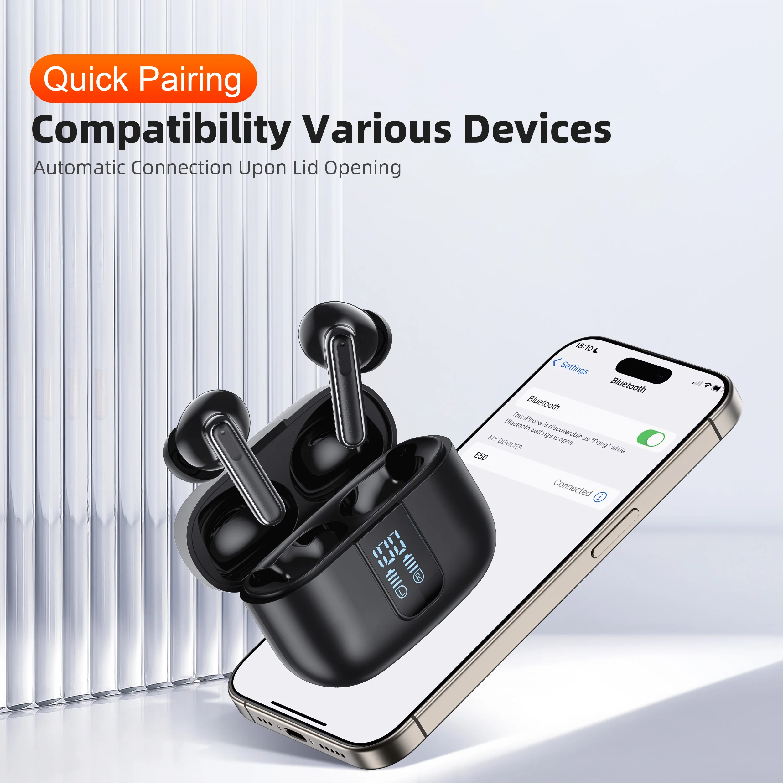 Auriculares inalámbricos QERE E50 - Auriculares TWS Bluetooth 5.3