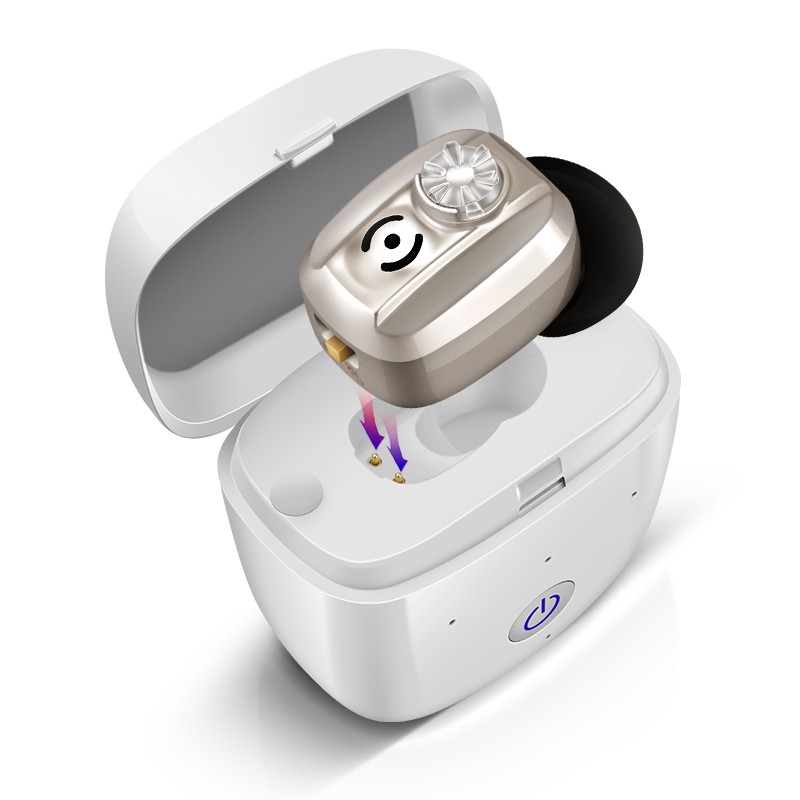 Audífonos digitales invisibles MoreHope Mini: amplificador auditivo inalámbrico con estuche recargable
