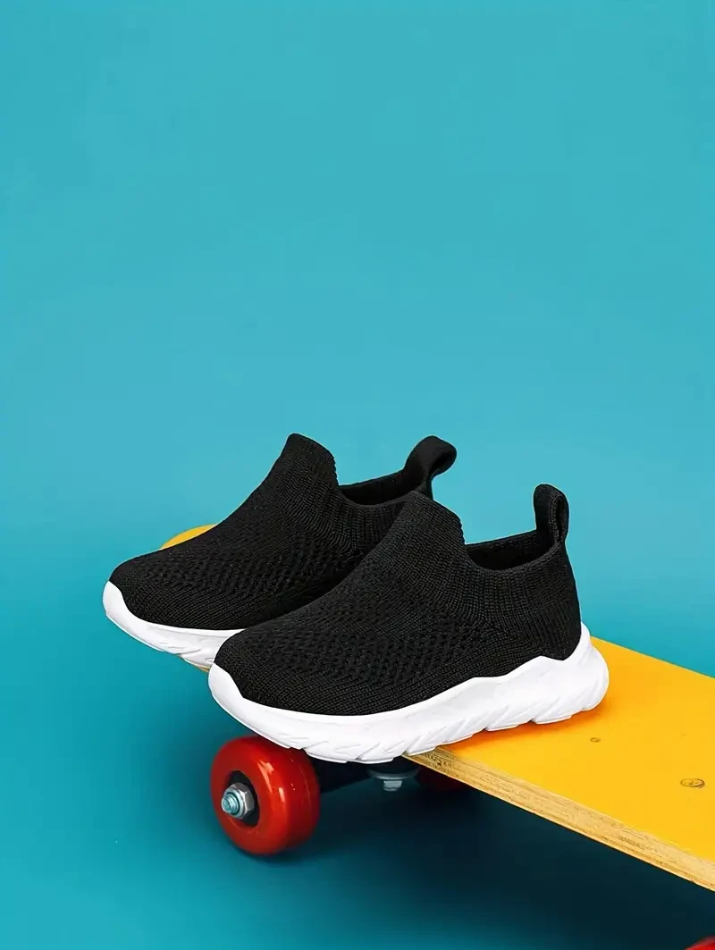 Zapatillas de tejido sin cordones, súper transpirables para bebés niños - Ligeras para poner y quitar fácilmente - Colores lisos de moda - Ideales para caminar y correr en todas las estaciones
