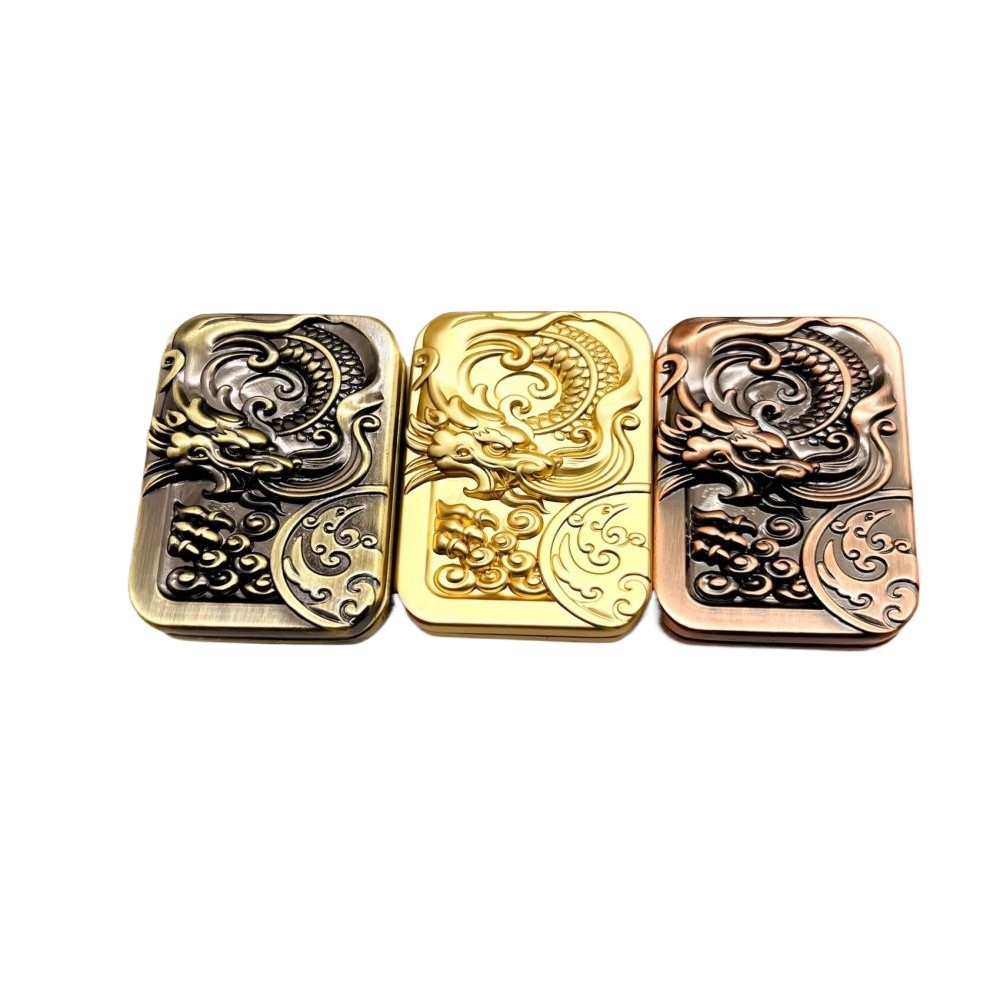 Nuevo Fidget Spinner EDC de metal con forma de moneda y tarjeta de empuje - Adorno del zodiaco del Año del Dragón