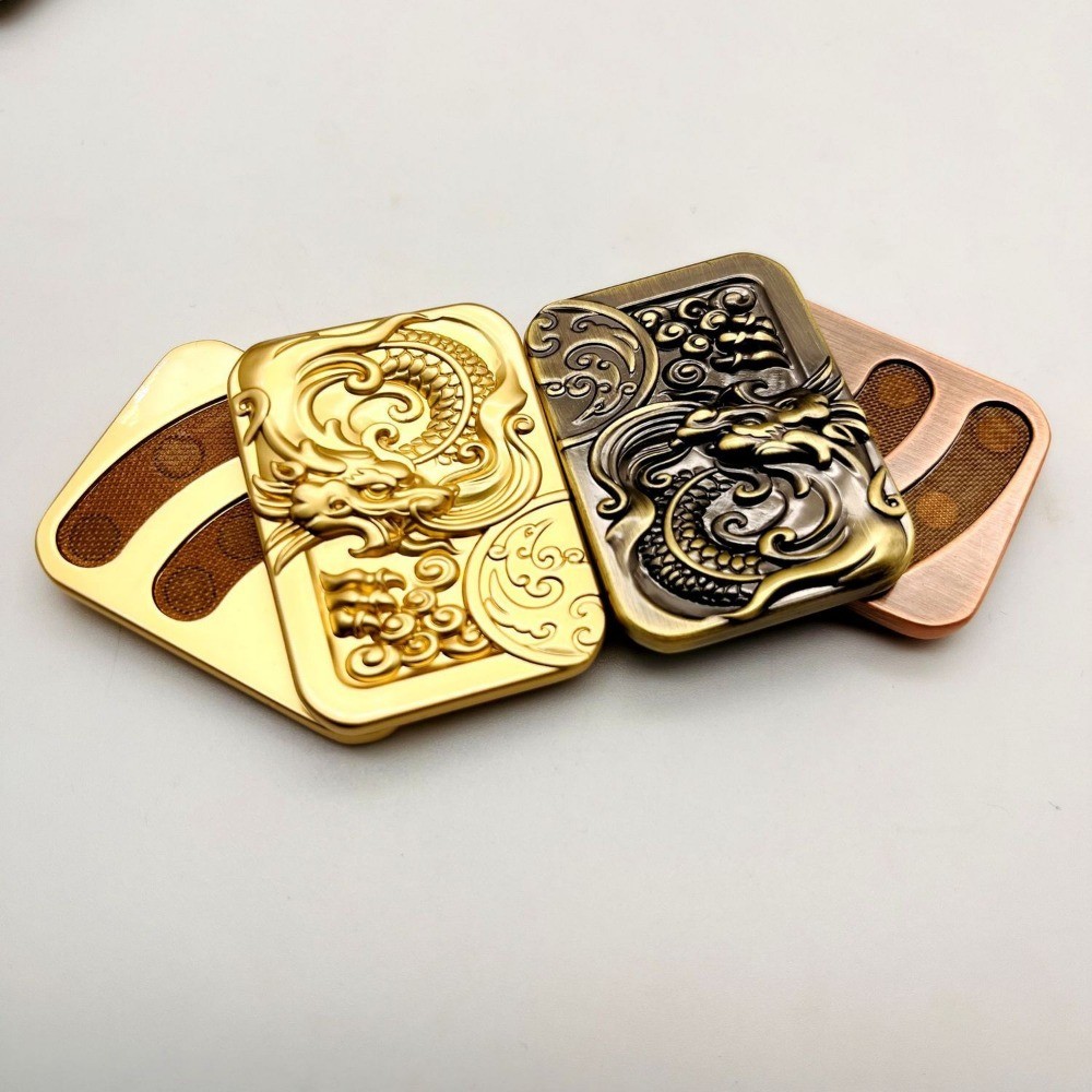 Nuevo Fidget Spinner EDC de metal con forma de moneda y tarjeta de empuje - Adorno del zodiaco del Año del Dragón