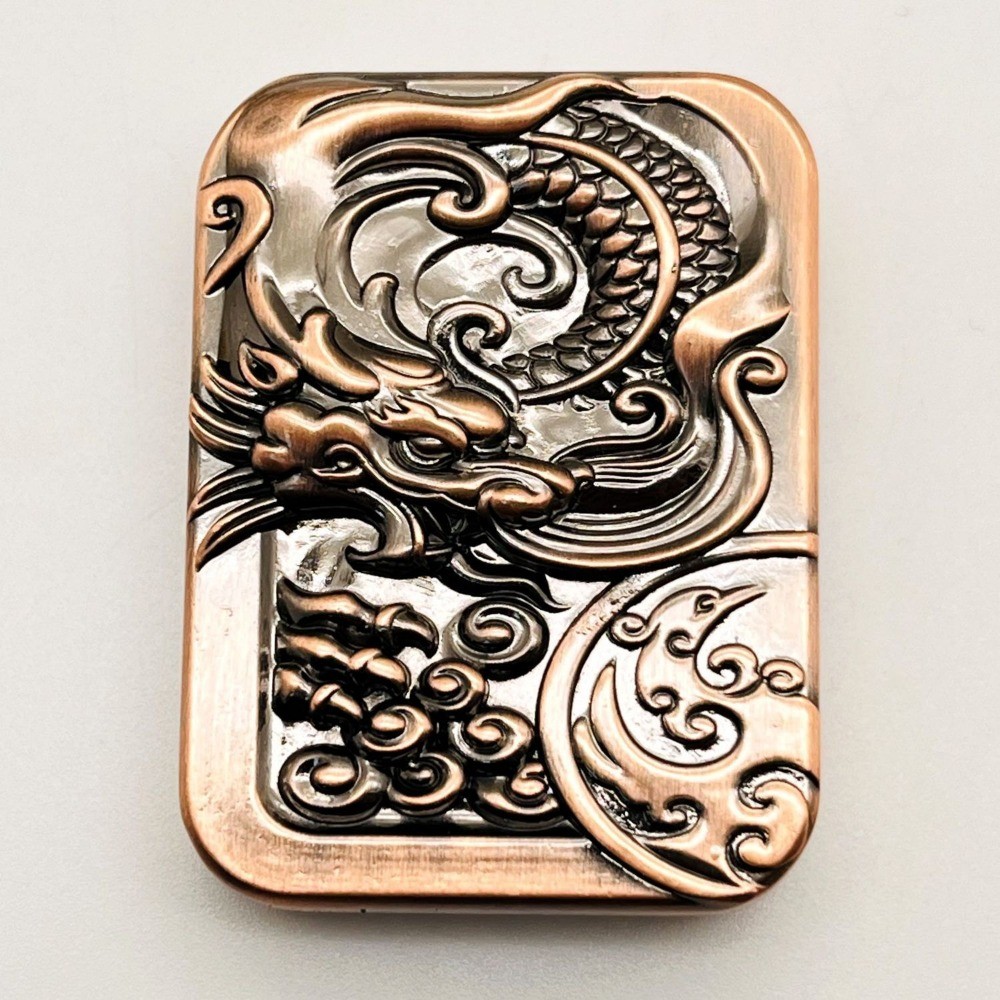 Nuevo Fidget Spinner EDC de metal con forma de moneda y tarjeta de empuje - Adorno del zodiaco del Año del Dragón