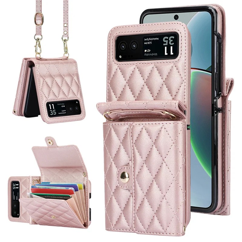Funda de piel sintética con cordón para Motorola Razr 40 / Razr 40 Ultra