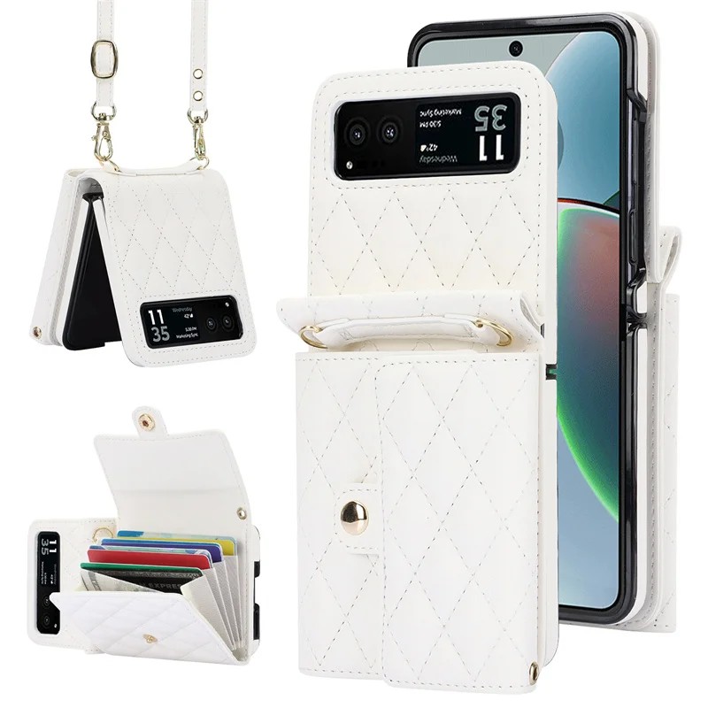 Funda de piel sintética con cordón para Motorola Razr 40 / Razr 40 Ultra