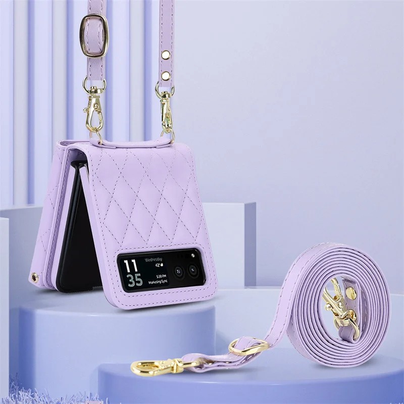 Funda de piel sintética con cordón para Motorola Razr 40 / Razr 40 Ultra