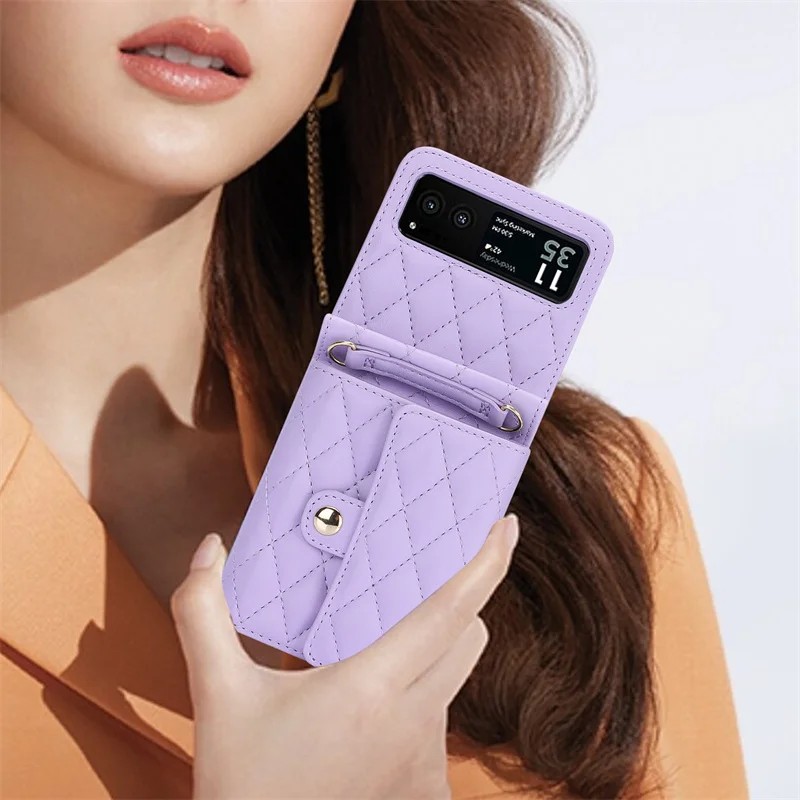Funda de piel sintética con cordón para Motorola Razr 40 / Razr 40 Ultra