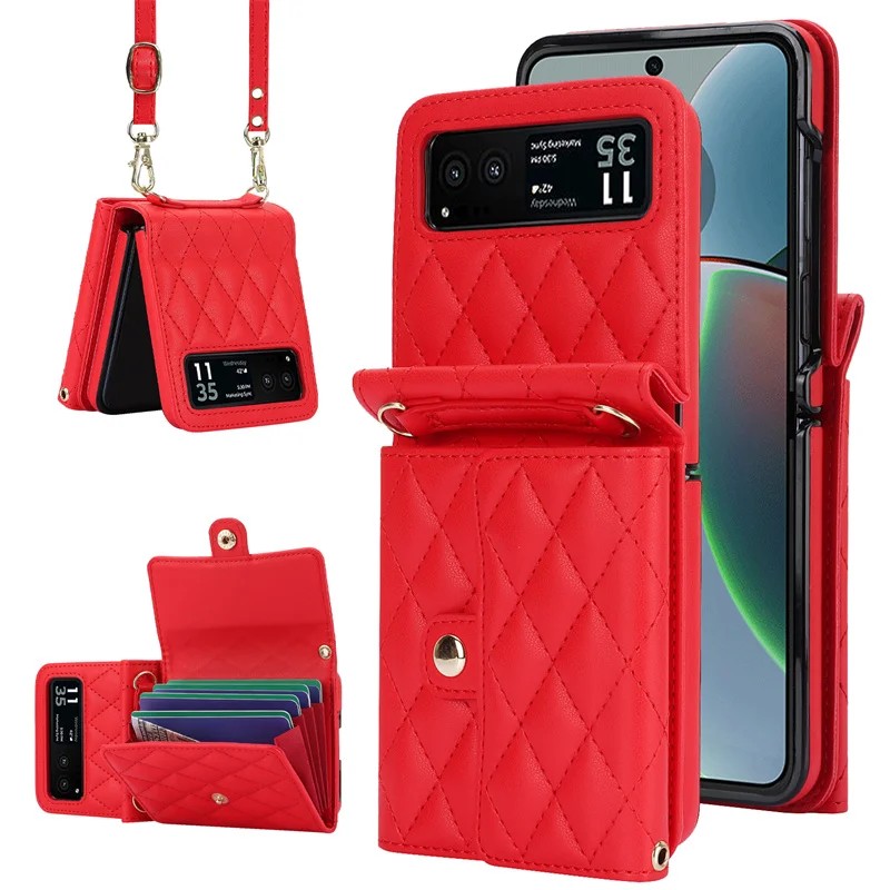 Funda de piel sintética con cordón para Motorola Razr 40 / Razr 40 Ultra