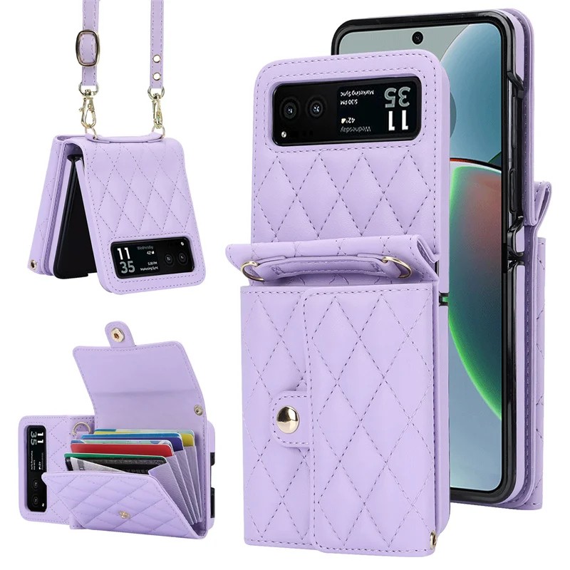 Funda de piel sintética con cordón para Motorola Razr 40 / Razr 40 Ultra