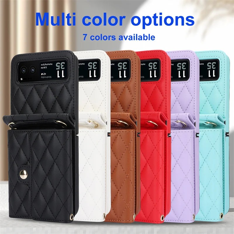 Funda de piel sintética con cordón para Motorola Razr 40 / Razr 40 Ultra