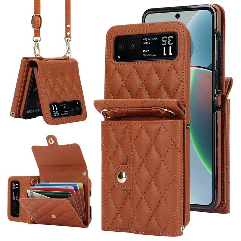 Funda de piel sintética con cordón para Motorola Razr 40 / Razr 40 Ultra