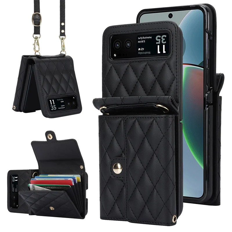 Funda de piel sintética con cordón para Motorola Razr 40 / Razr 40 Ultra