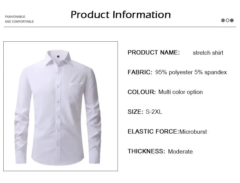 Camisa clásica de vestir para hombre de primera calidad: elegante camisa con botones, ajuste cómodo y solapa con muesca, perfecta para uso diario.