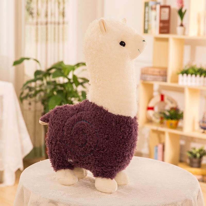 Peluche de alpaca llama peluda - Almohada de peluche de oveja alpaca realista, suave y larga