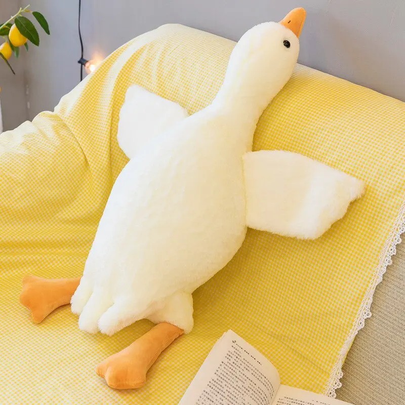 Cojín de sofá y almohada para dormir de pato de peluche suave de 50/130 cm.