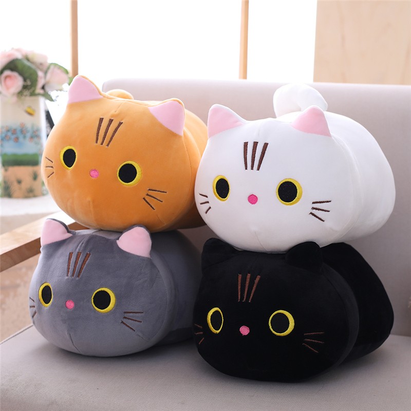 Almohada de dibujos animados de animales suaves de tamaño pequeño de 25 cm: lindo juguete de peluche de gato para regalo de cumpleaños infantil.
