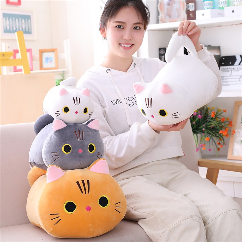 Almohada de dibujos animados de animales suaves de tamaño pequeño de 25 cm: lindo juguete de peluche de gato para regalo de cumpleaños infantil.