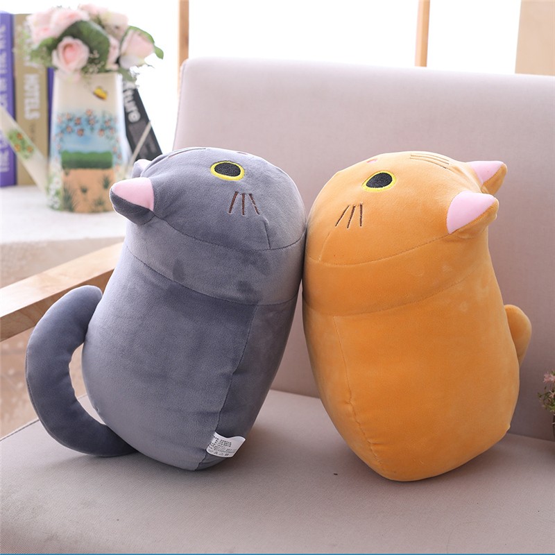 Almohada de dibujos animados de animales suaves de tamaño pequeño de 25 cm: lindo juguete de peluche de gato para regalo de cumpleaños infantil.