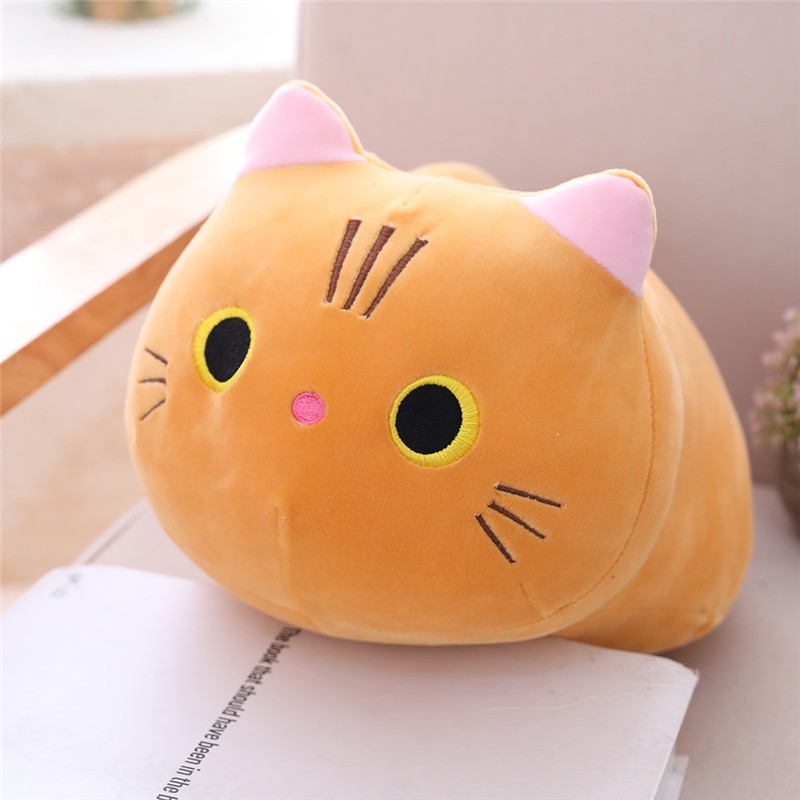Almohada de dibujos animados de animales suaves de tamaño pequeño de 25 cm: lindo juguete de peluche de gato para regalo de cumpleaños infantil.