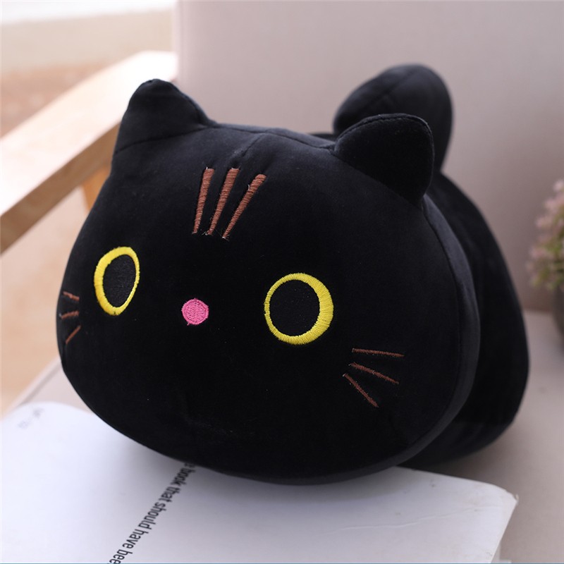 Almohada de dibujos animados de animales suaves de tamaño pequeño de 25 cm: lindo juguete de peluche de gato para regalo de cumpleaños infantil.